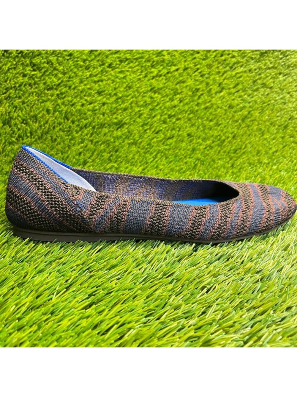 Rothy's The Flat Sapphire Zebra Womens Size 9 Blue Casual Slip On Ballet Flats